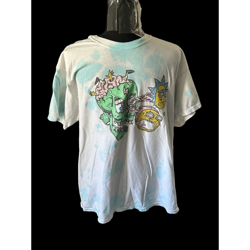 Rick And Morty Shirt Mens Medium Blue White Short Sleeve‎ Adult Swim